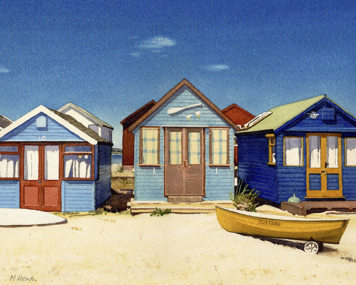 East Urban Home Three Beach Huts by Margaret Heath Wrapped Canvas Painting Print Wayfair.co.uk